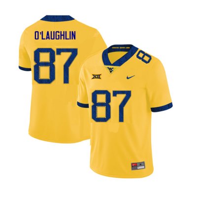 Men's West Virginia Mountaineers NCAA #87 Mike O'Laughlin Yellow Authentic Nike 2019 Stitched College Football Jersey CE15Q22ZC